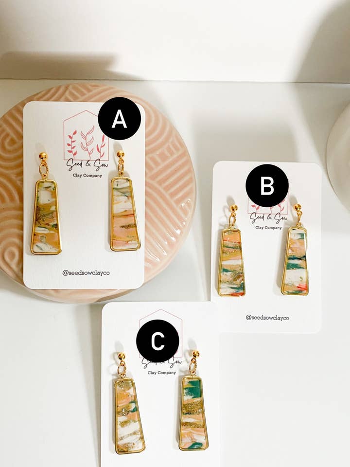 The Sunny Days Marble Gold Trimmed Trapezoid for wholesale by Seed & Sow Clay Company