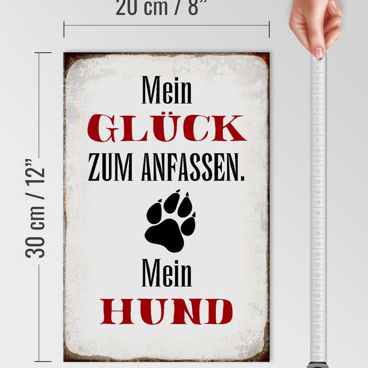 Femer - Wholesale Sign - Wooden sign saying 20x30cm Glück zum trächten mein Hund3