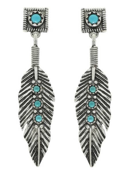 WESTERN FEATHER TURQUOISE EARRINGS E14805 for wholesale by anbfashion