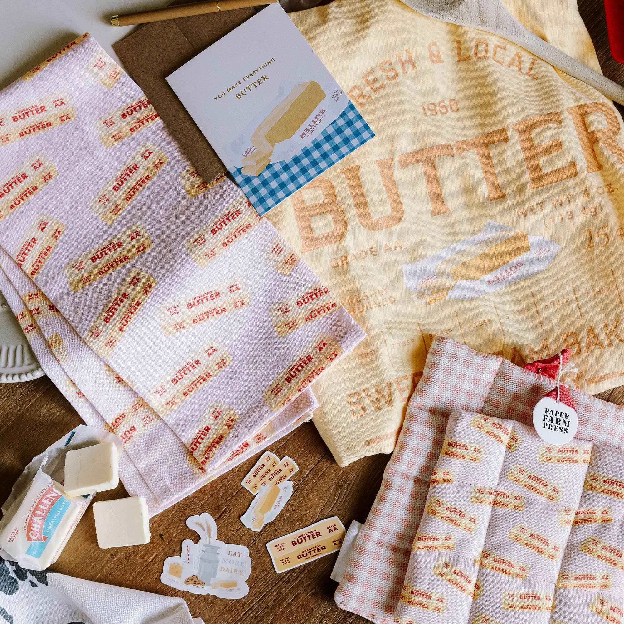 Paper Farm Press - Wholesale Tea Towel - Butter Tea Towel1