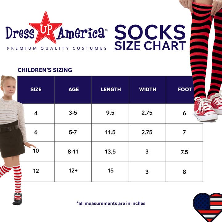 Dress Up America – Großhandel Socken - Kinder – Rot-weiß gestreifte Kniestrümpfe für Kinder, Kostümzubehör1