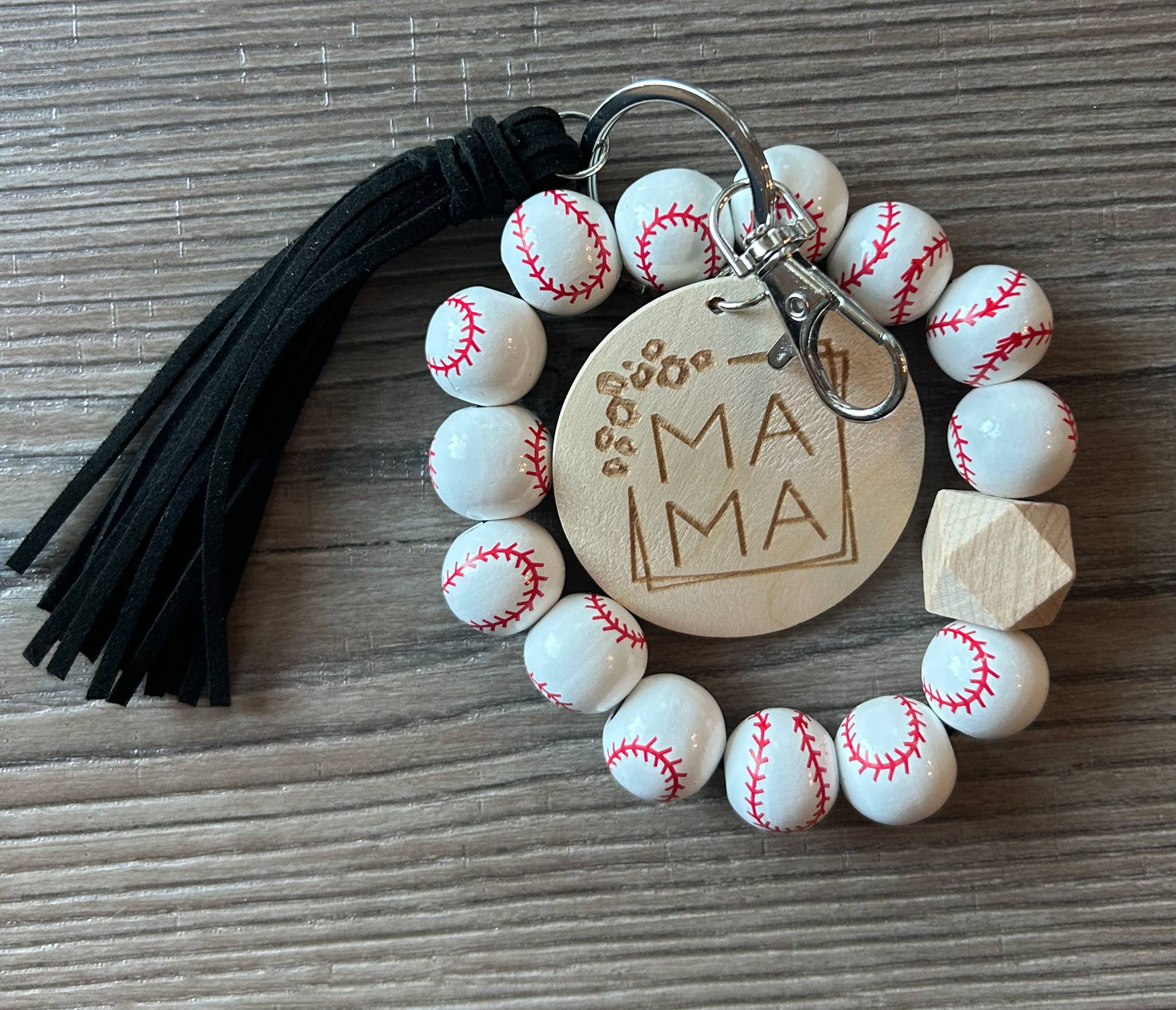 JILLIAN INK LLC - Wholesale Keychain - Women's - Mama Sports Keychain with Wooden Beads0