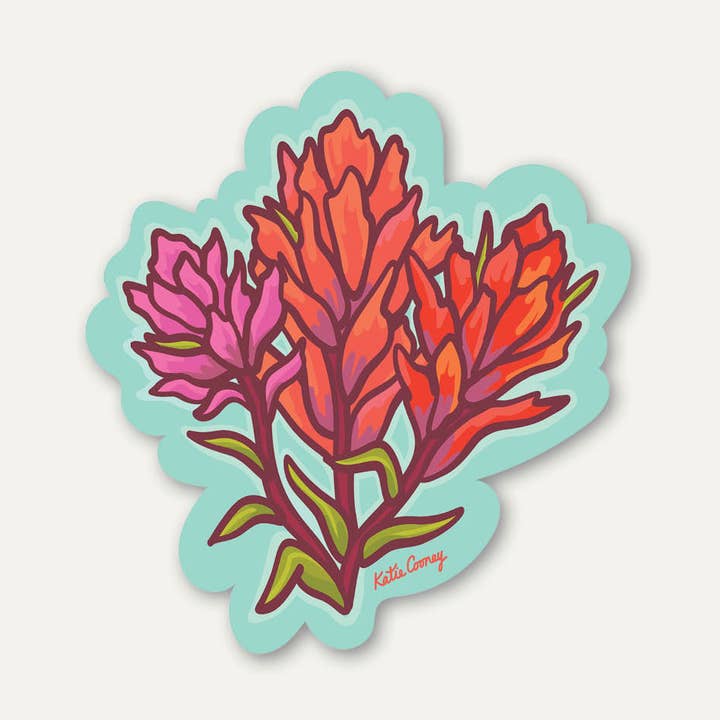 Indian Paintbrush Wildflower Sticker for wholesale by Katie Cooney | Artist