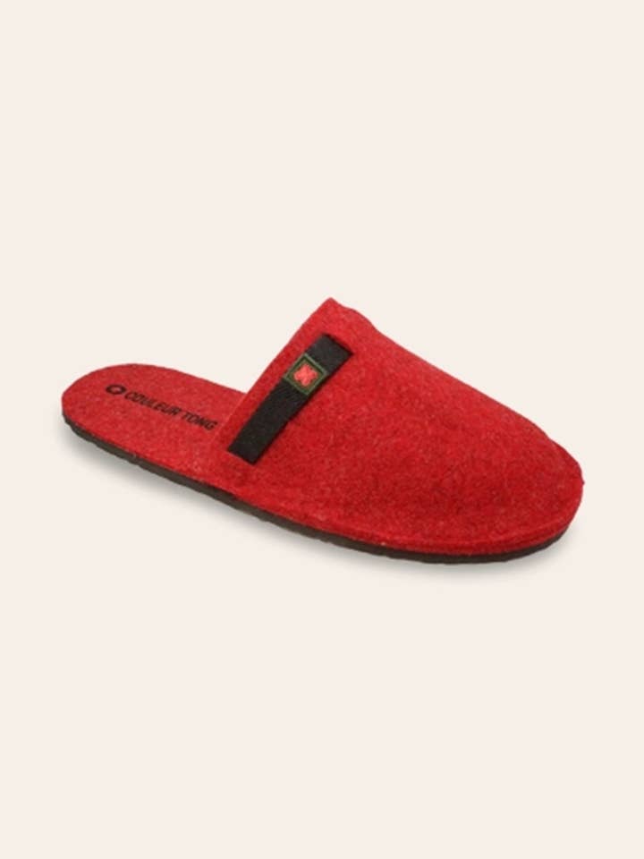 QUEYRAS Wool Shoe - Red/Chocolate for wholesale by Couleur Tong