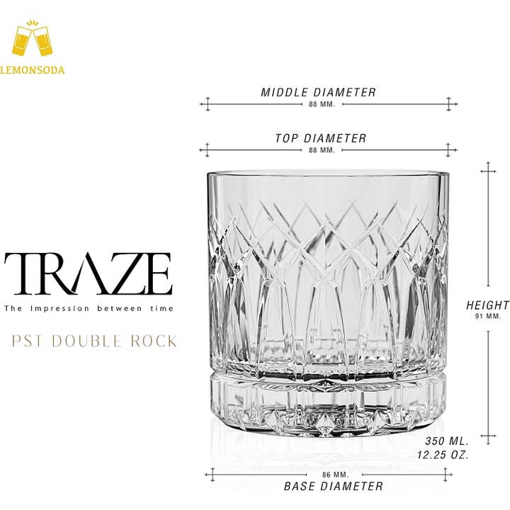 Lemonsoda - Wholesale Cocktail/Liquor Glass - LEMONSODA Premium Double Rocks Whiskey Glasses (12oz) (1pc)5