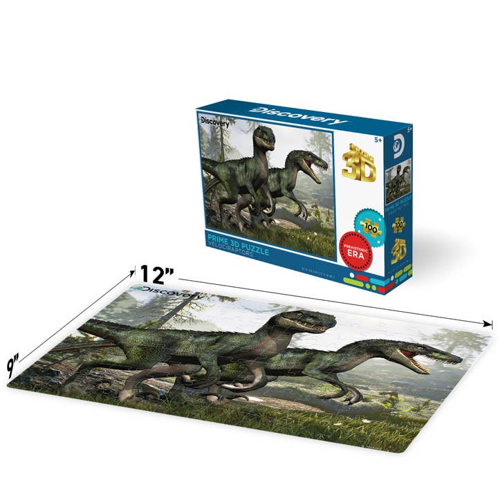 Primemotion, Inc - Wholesale Puzzle - Kids - Discovery Velociraptor 100pc 12x9"2