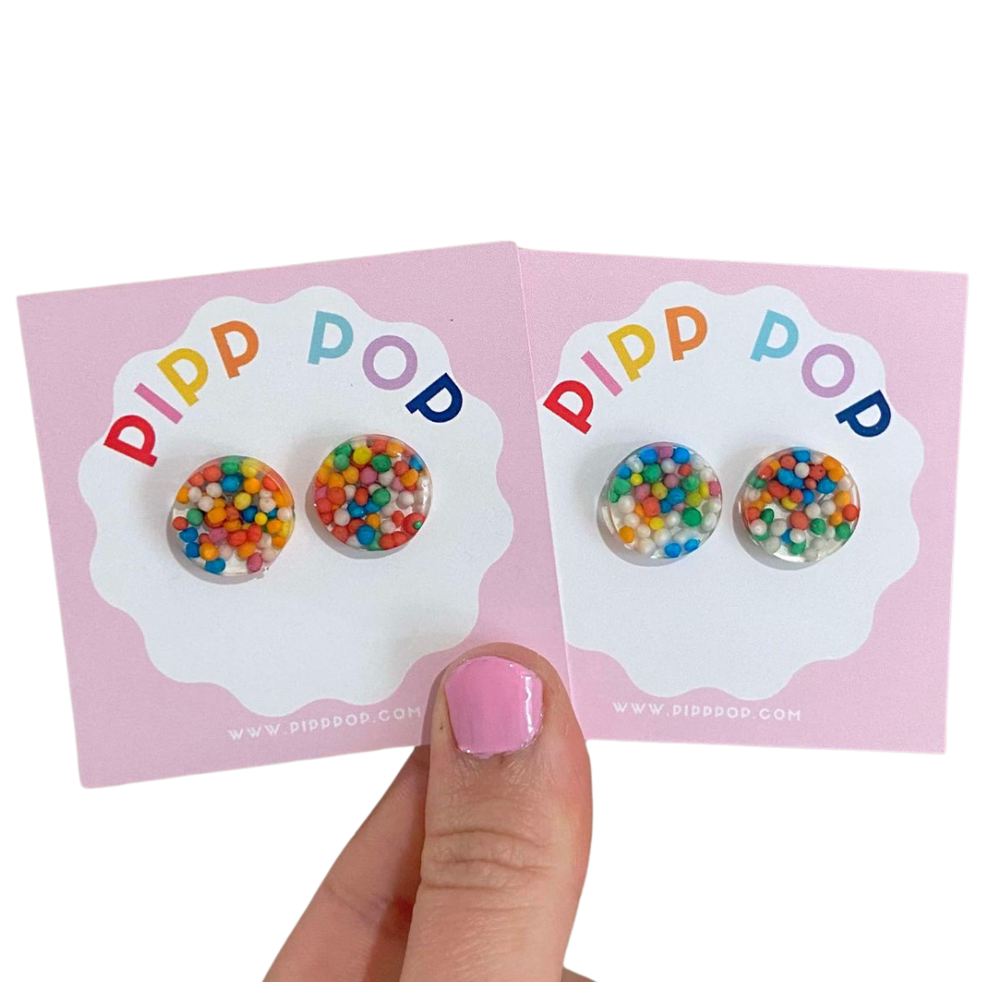 Pipp Pop - Wholesale Stud/Post Earrings - Glitter Resin Studs - 34 Colours Available11