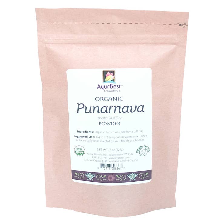 Komal Herbals, Inc - Vente Poudres protéinées/superaliments - Vente en gros d'épices et d'herbes - Poudre de Punarnava, sac biologique de 8 oz (227 g)