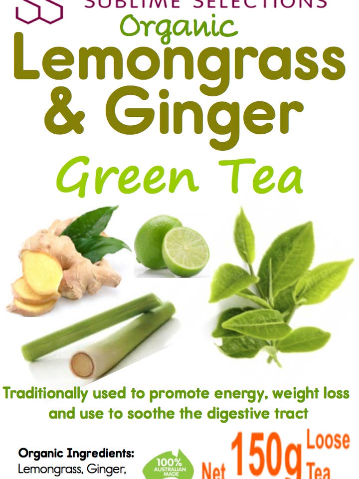 Chá Verde Erva-Limão & Gengibre 150g - Folha Solta por atacado de Australian Tea House