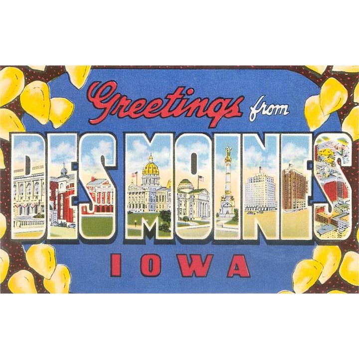 Magnet IA-87 Greetings from Des Moines for wholesale by Found Image Press
