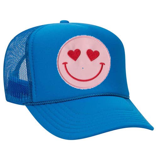 Confettees Happy Heart Trucker Hat - Electric Blue for wholesale by Confettees