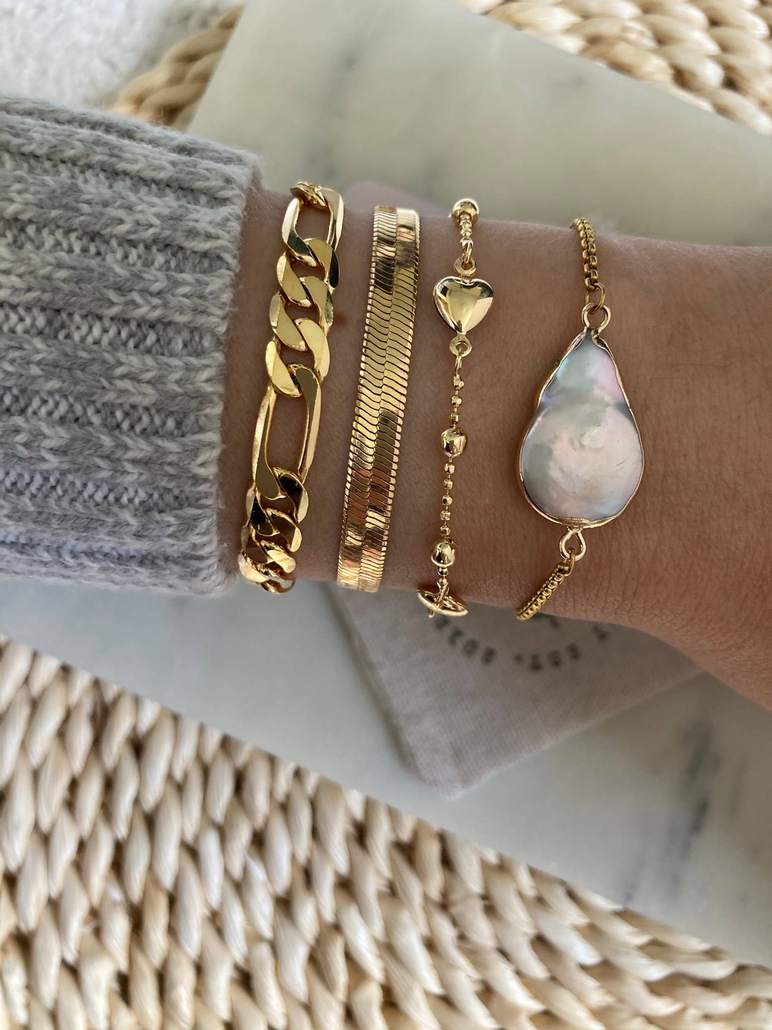 Amady Jewelry - Wholesale Link & Chain Bracelet - Flat Snake Chain Herringbone Bracelet 14K gold filled1