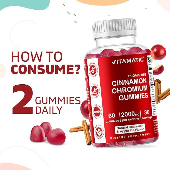 Vitamatic - Wholesale Oral Supplement/Vitamin - Vitamatic Sugar Free Cinnamon with Chromium | 60 Gummies