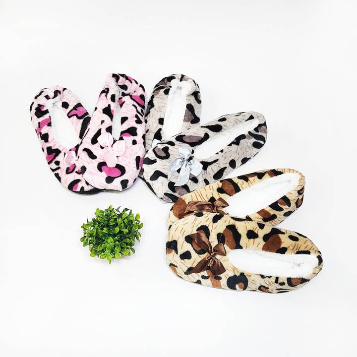 Assorted Color Leopard Fuzzy Indoor Slipper Shoes for wholesale on Faire