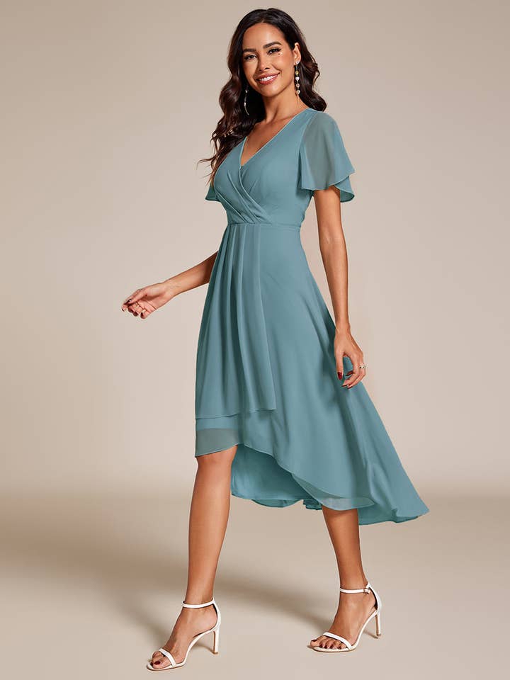 Ever-Pretty - Wholesale Dress – Women's - V-Neck Midi Chiffon Wedding Guest Dresses66