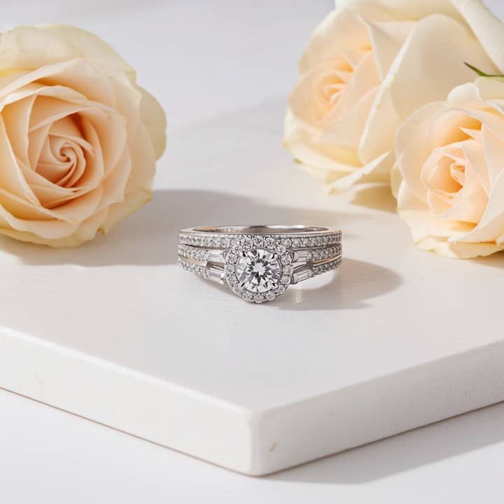 King Of Bling's1.75ct Cubic Zirconia Sterling White Silver Round Engagement Womens Ring Size 7 for wholesale by KING OF BLINGS