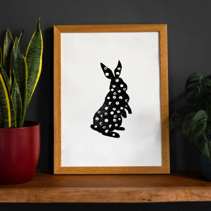 Bunny Kanin Silhuet Polkadot Print for engroshandel hos Ink & Drop