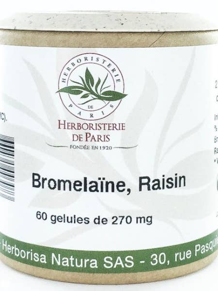 Bromelain Grape Marc 60 Vegetable Capsules for wholesale by L'HERBORISTERIE DE PARIS
