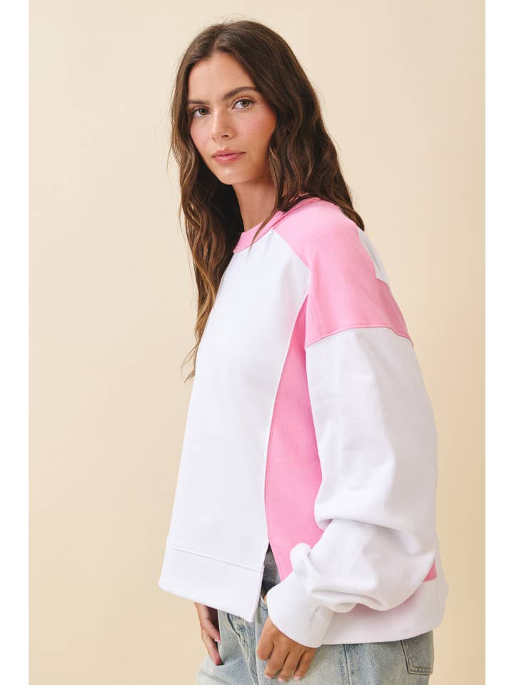 AEMI + CO - Wholesale Sweatshirt - Women's - 9106FK Colorblock Terry Pullover Sweatshirt8