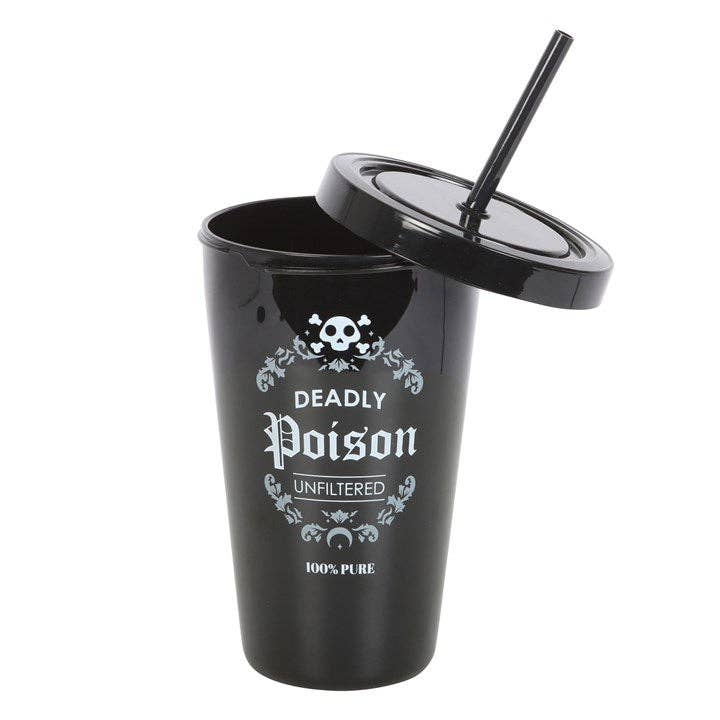 Something Different Wholesale - Wholesale Insulated Mug/Tumbler - Gothic Deadly Poison Plastic Tumbler with Straw2