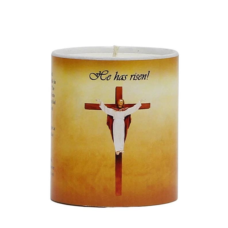 SublimArt - Wholesale Jar/filled candle - CHRISTIAN CANDLES: Prayer Candle - Porcelain Soy Wax Candle - The Easter Crucifix Prayer0