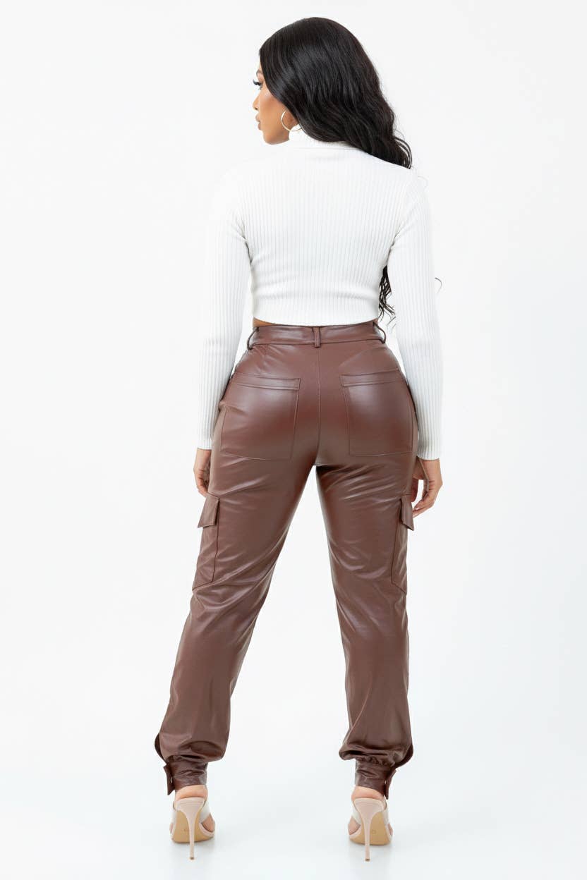 5besties inc - Wholesale Pants - Women's - FAUX LEATHER JOGGER PANTS4