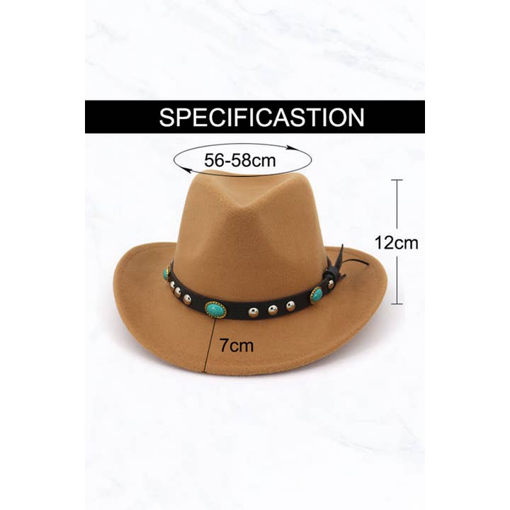 Suzie Q USA - Wholesale Cowboy Hat - Women's - New Style Woolen Western Cowboy Hat - 3 Emeralds Belt2