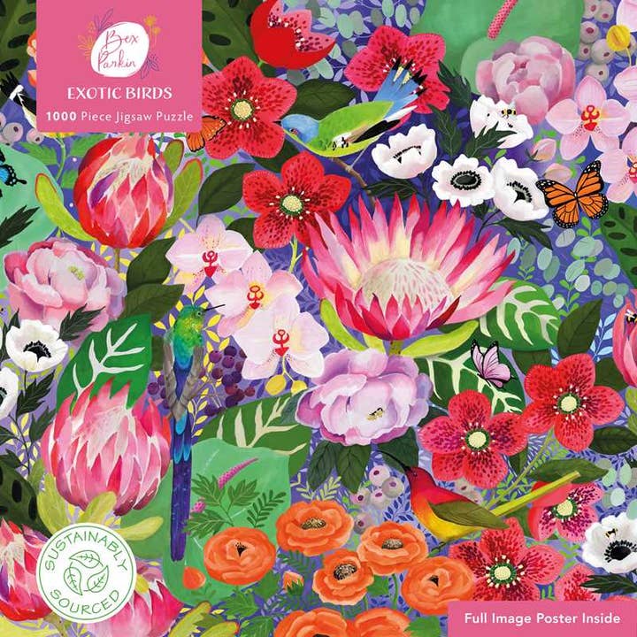 Adult Sustainable Jigsaw Puzzle Bex Parkin: Exotic Birds by for wholesale by Simon & Schuster