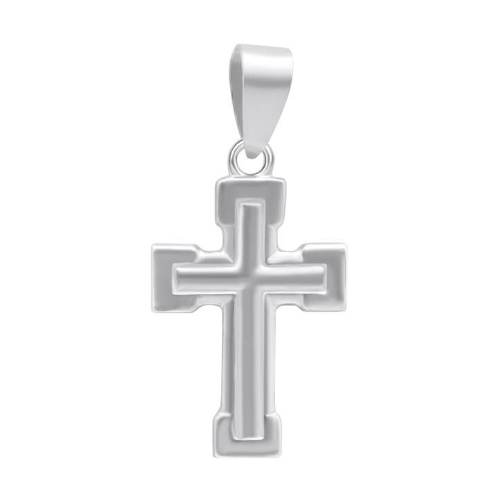 Sterling Silver Cross with Cross Inlay Pendant Necklace for wholesale by Atlanta Jewelers Supply