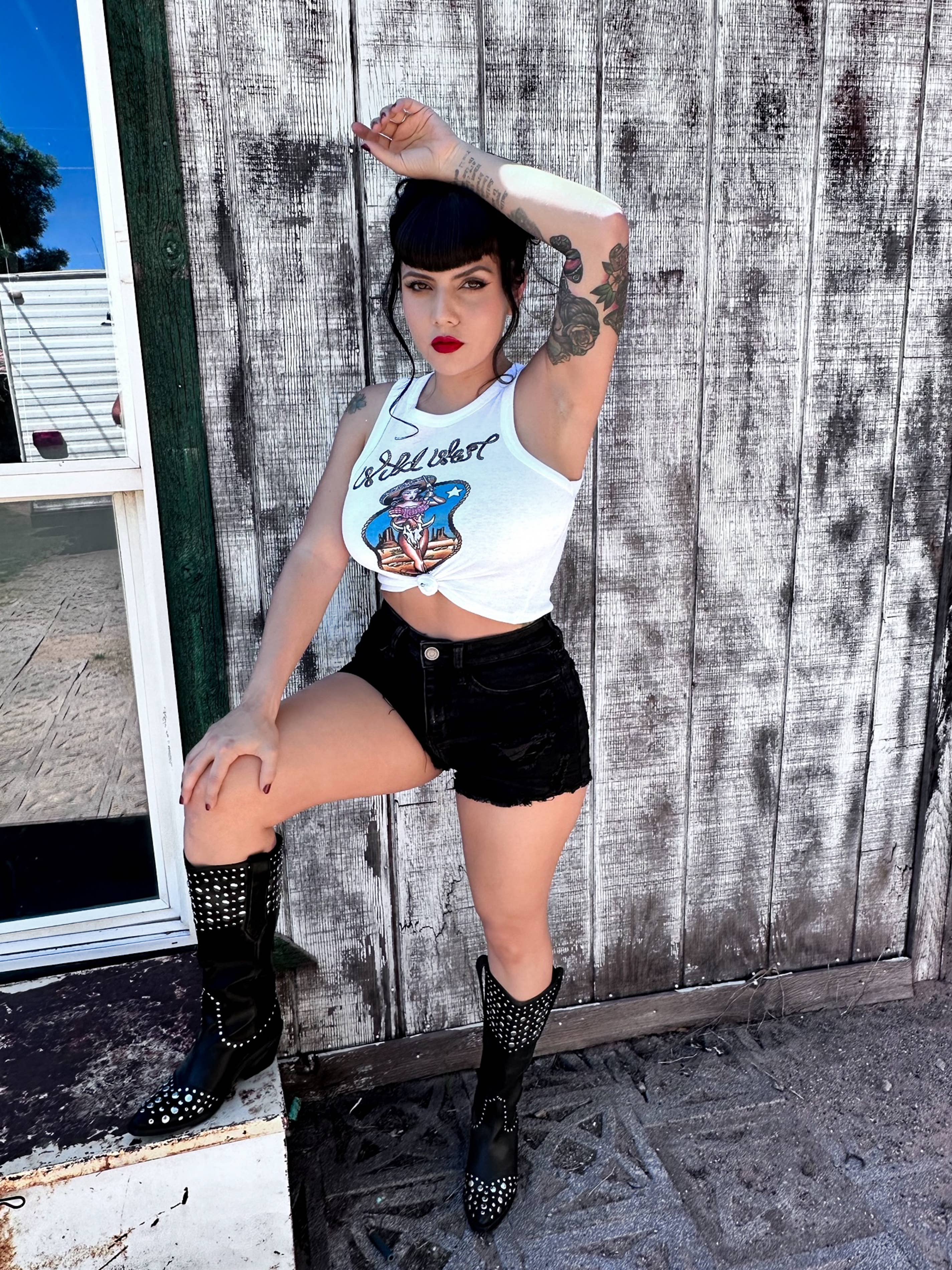 Mischief Made – wholesale Tank top – Women′s – Wild West Rib Racer Tank in White4