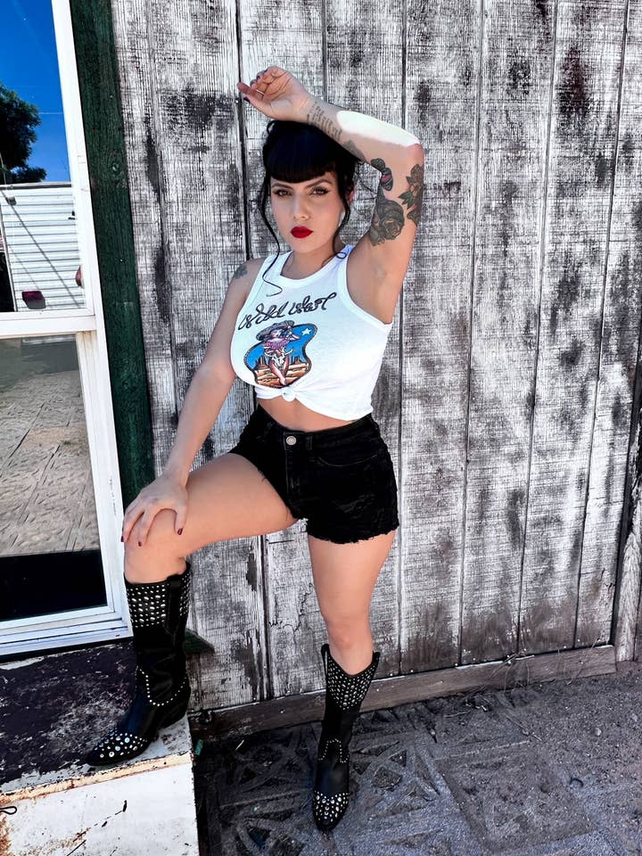 Mischief Made - Vendita all'ingrosso Canotta - Donna - Canotta Wild West Rib Racer bianca6