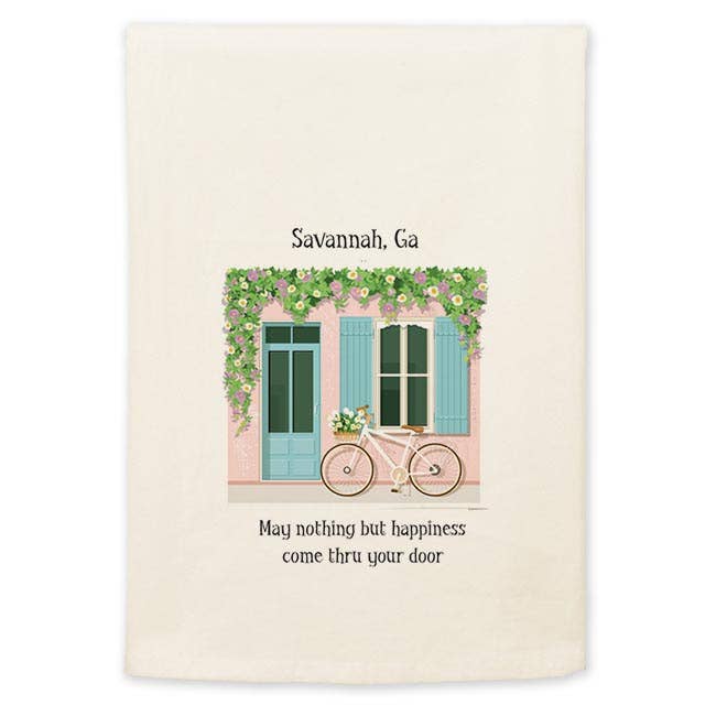 Mariasch Studios - Wholesale Tea Towel - Kitchen Towel - Pink bldg: May nothing but happiness (name)