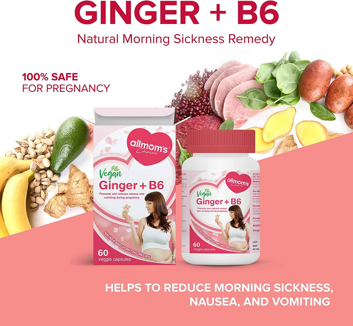 Allmom’s Choice - Wholesale Pre-Natal Supplement - Maternity - Allmom's Choice Vegan Ginger+B6 Morning Sickness Supplement1