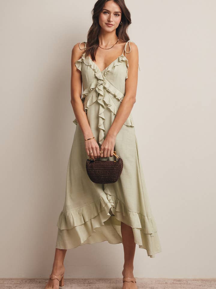 Rüschenschleifen-Midikleid FD0033 für den Großhandel von Forte