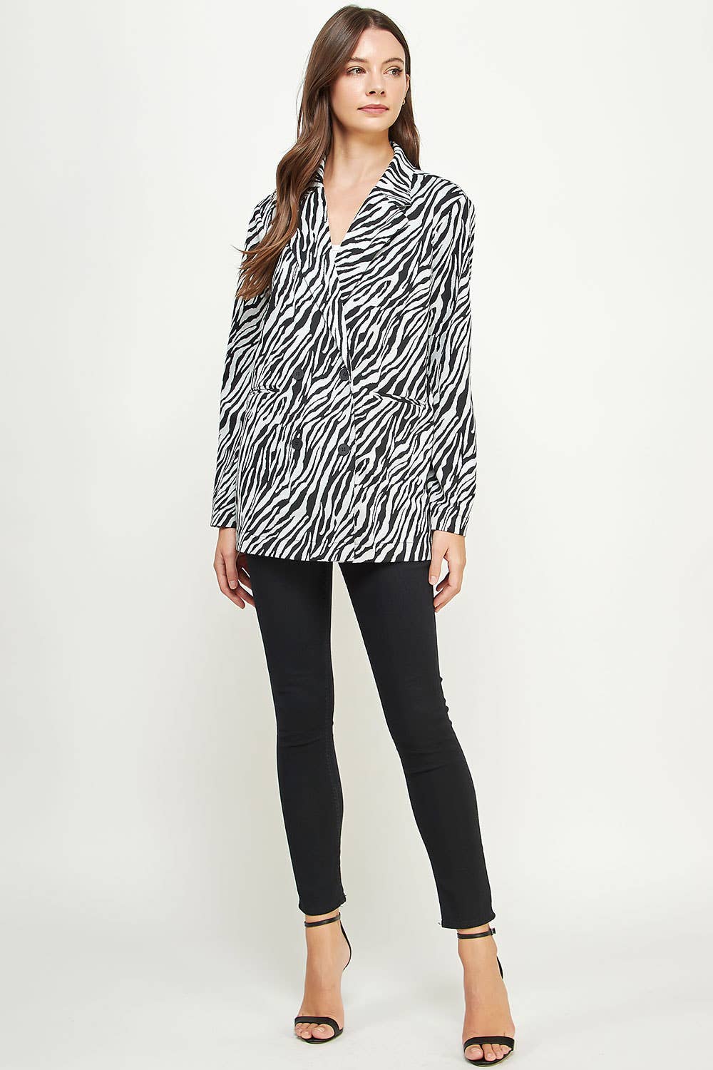 Strut & Bolt – Engroshandel Blazer - Dame – Zebra Mønster Strik Blazer7