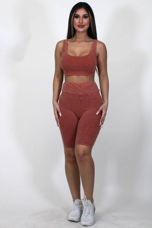 Junie – Großhandel Loungewear-Set – Damen – Mineralgewaschenes Tanktop und Biker Short Set16