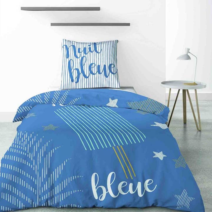 Duvet cover 140x200 cm + cotton pillowcase Nuit Bleue for wholesale by Housse De Rêve
