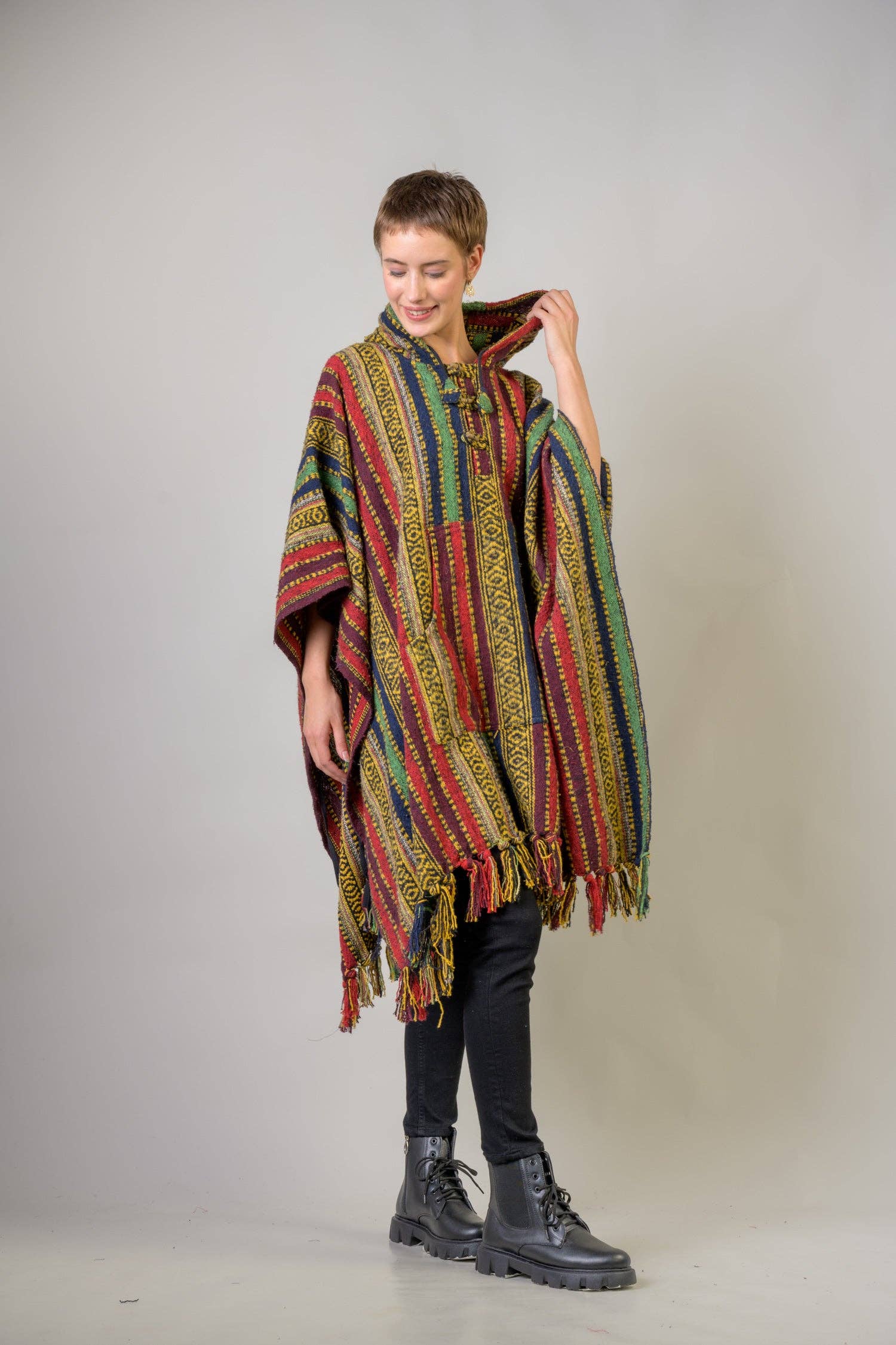 Rhea - Vente Poncho – femme - Poncho en coton à motif Rhea11