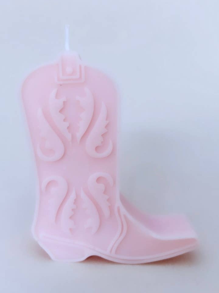 Pink Cowgirl Boot Candle for wholesale by The Ambient Company