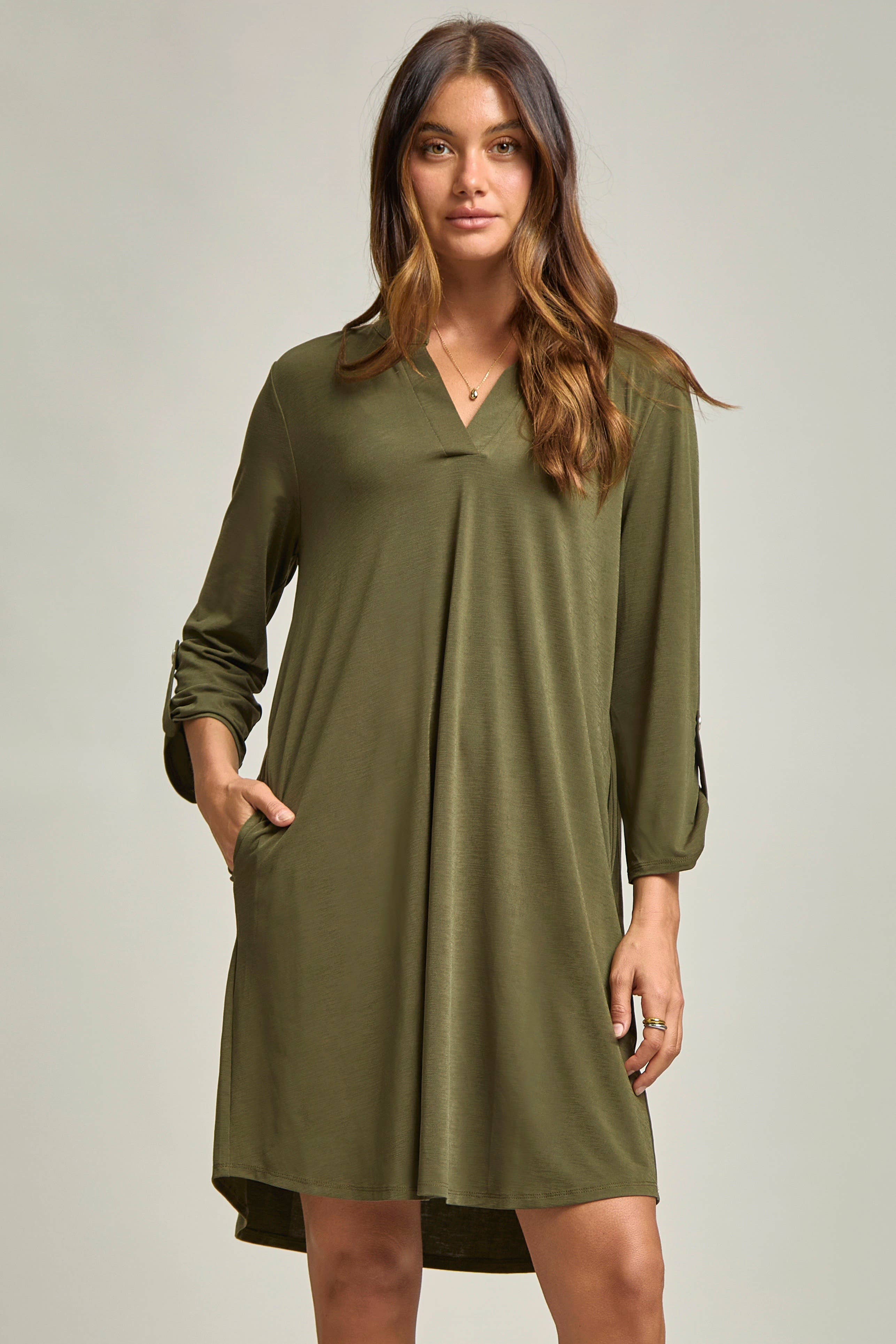Dear Scarlett - Wholesale Dress - Women's - Solid A line 3/4 Sleeve Dress15