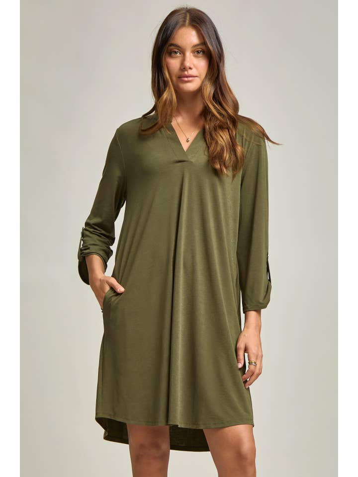 Dear Scarlett - Wholesale Dress - Women's - Solid A line 3/4 Sleeve Dress15