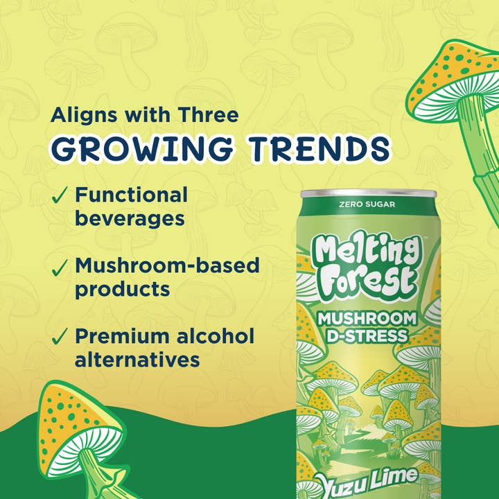 Melting Forest - Wholesale Sparkling Water - Mushroom Drink | Stress Relief | Yuzu Lime 8