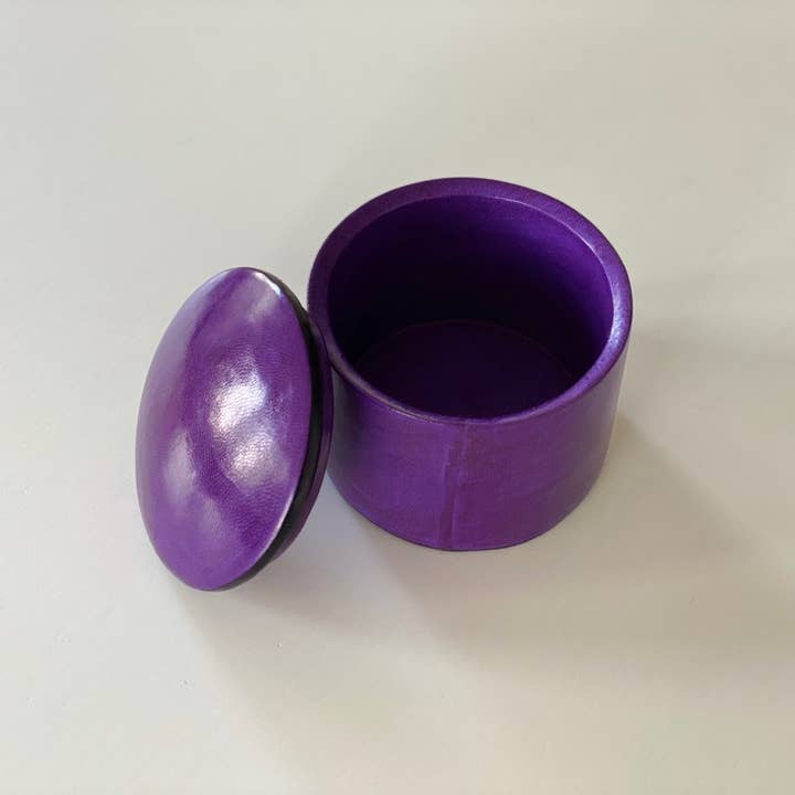 Brown Touareg purple leather box (9 cm) for wholesale on Faire1