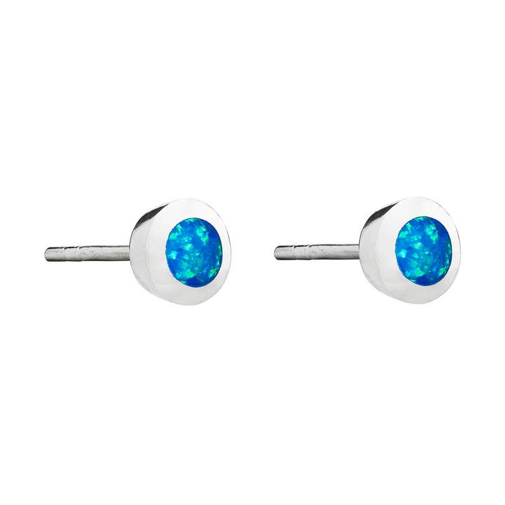 Stunning Dainty Blue Opal Studs (USA-DDP) for wholesale by Silver Jewellery Cavern Wholesale