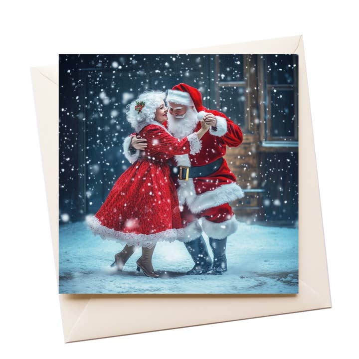 Carte de Noël dansante de M. et Mme Claus pour la vente par Artificial Ink