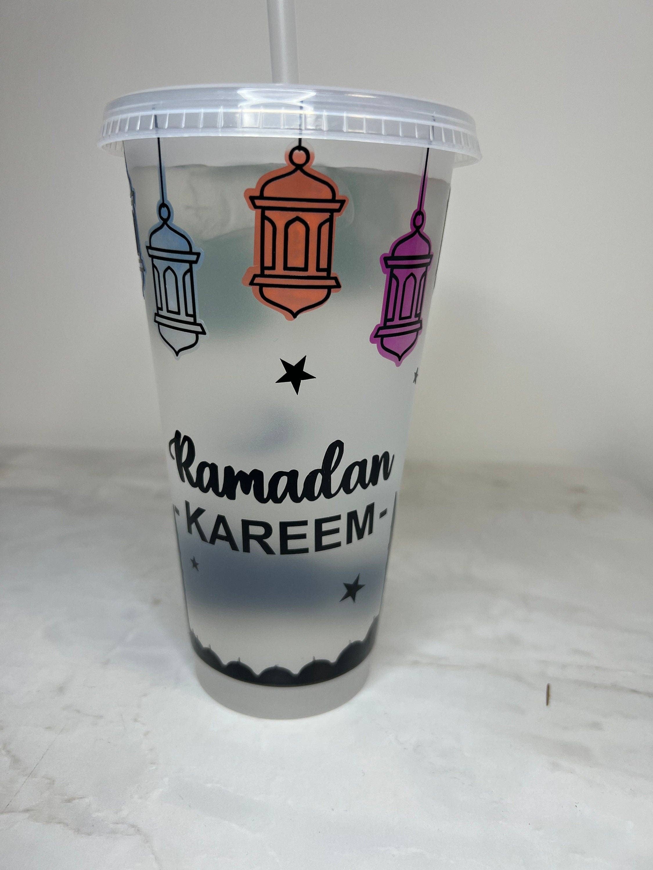 Hudaa & Co – wholesale Drinking glass/cup – Colour Changing Ramadan Kareem Cold Cup |Tumbler | Straw | Custom | Reusable | Drinkware | Venti | Customisable | Islamic Design2
