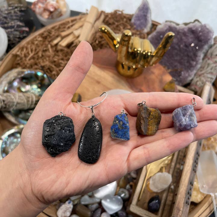 CaNatureLover - Wholesale Pendant/Charm Necklace - NATURAL RAW LAPIS Lazuli Necklace, Raw Lapis LaZul Pendant1