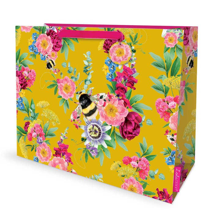 Large Botanical Bee Gift Bag – Gift Packaging for wholesale by Lola Design Ltd