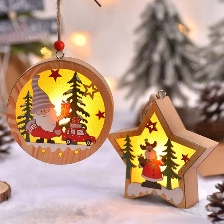 La Bella Monte - Wholesale Retailer Sample - Home Decor - LED Light Up Wooden Hanging For - Assorted1