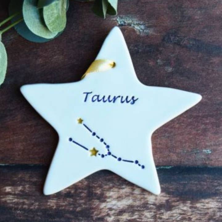 Birthday - Taurus Star Constellation - Handmade ceramic star for wholesale by Broadlands Pottery